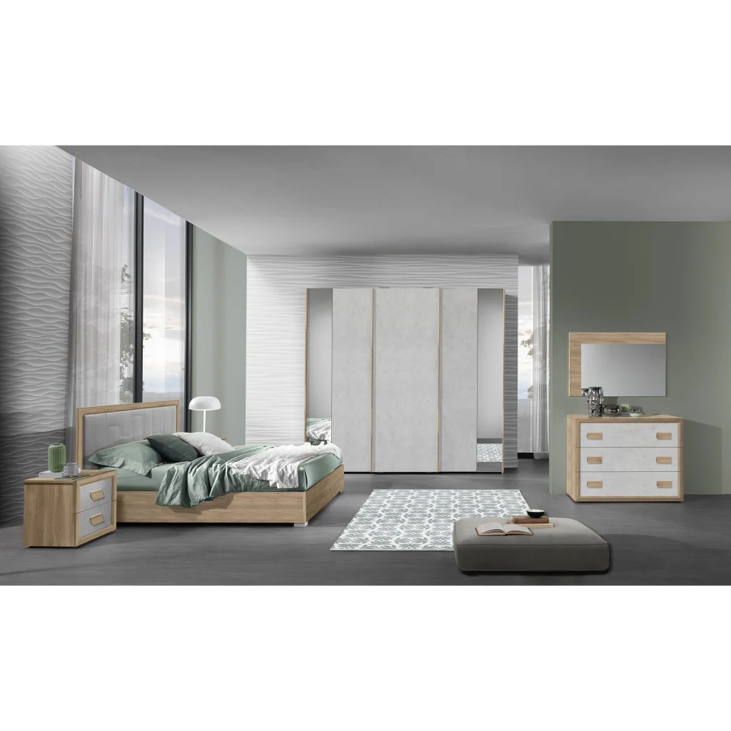 CAMERA DA LETTO ARMONY NOCE / CEMENTO CON ARMADIO