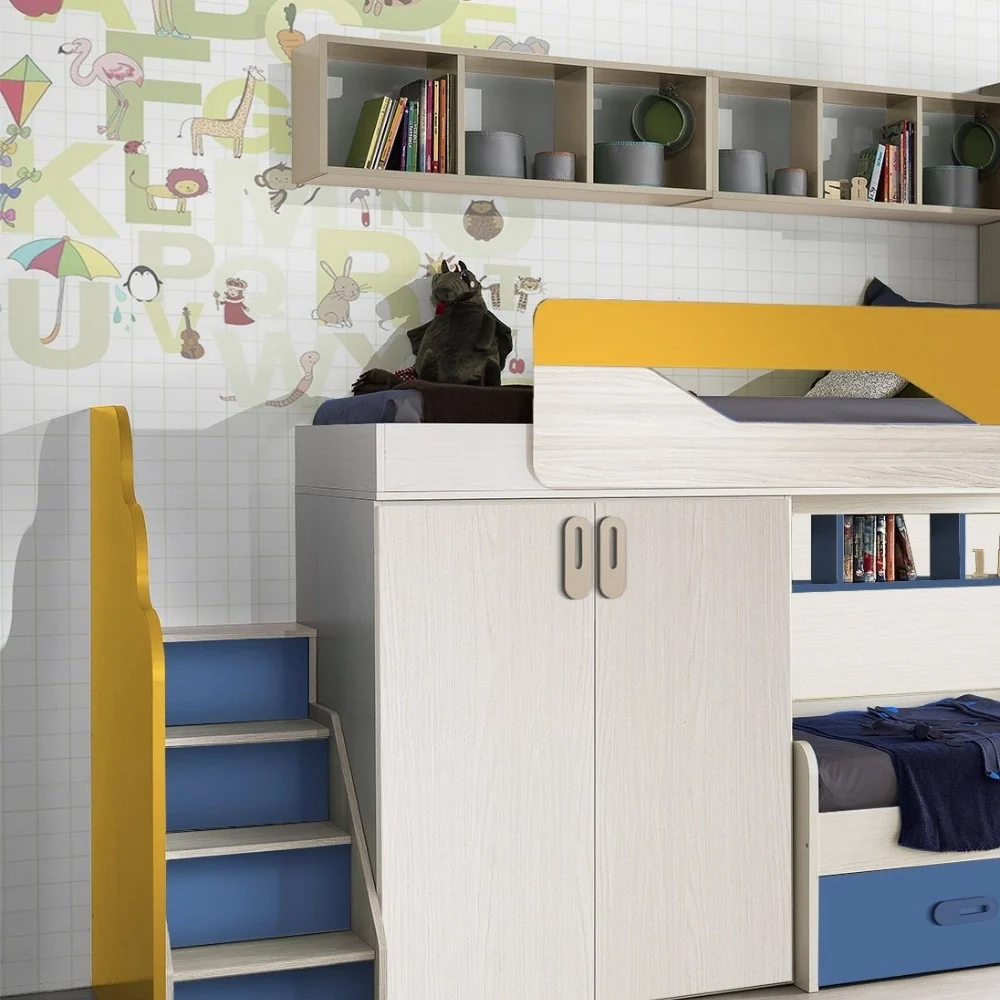 Cameretta soppalco Milly con 3 letti colore  kiri avio giallo - Image 3