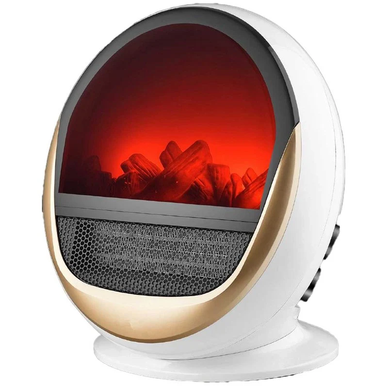 Caminetto Elettrico in Ceramica 750W 1500W con Schermo LED Effetto Fiamma Termocamino Stufa Elettrica Termoventilatore Bianco Oro - Image 3