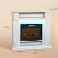 Camino Elettrico 1800W Regolabile con Fiamma 3D, Ripiano, Timer e Telecomando, 105x27x97 cm, color Legno - Image 3