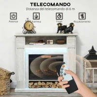 Camino Elettrico 1800W Regolabile con Fiamma 3D, Ripiano, Timer e Telecomando, 105x27x97 cm, color Legno - Image 6