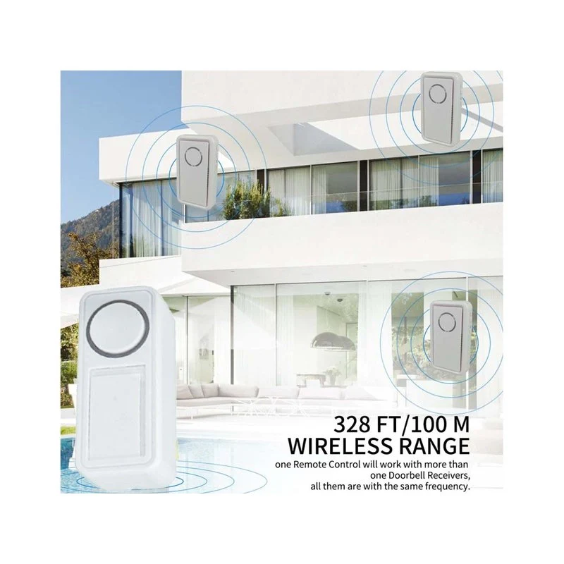 Campanello Senza Fili Da Esterno IP44 Trasmissione Fino A 100 Metri Alimentazione Con Pile - Image 3