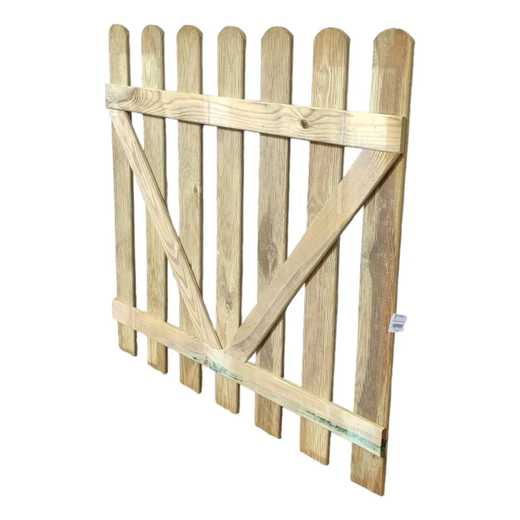 Cancello steccato in legno recinzione 100 x 80 cm 6 lamelle 15x90 mm in pino impregnato - Image 6