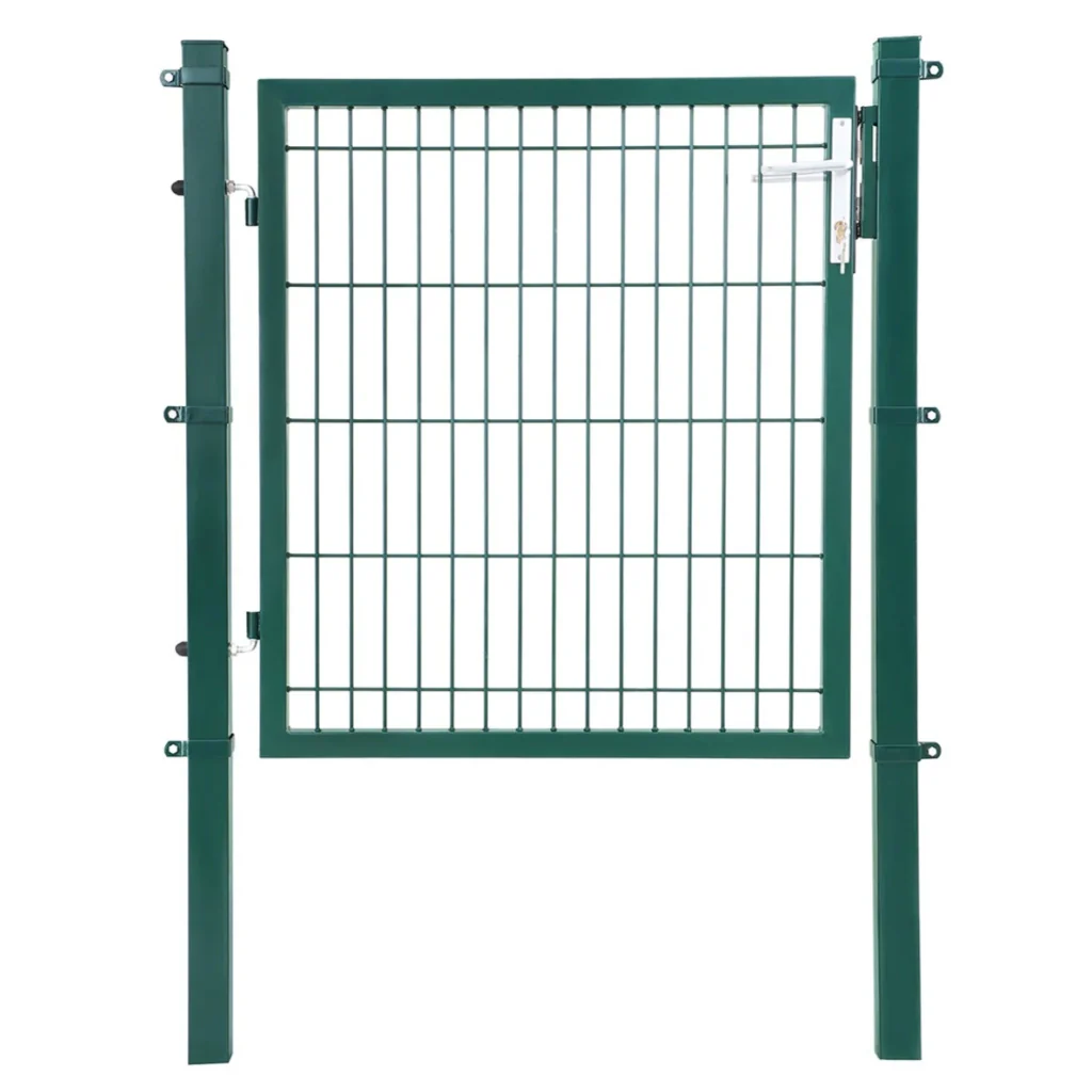 Cancello in rete cancello saldato robusto e durevole in acciaio zincato con serratura e chiavi dimensioni cancello: 106 x 100 cm dimensioni maglia: 50 x 200 mm verde 12_0001940