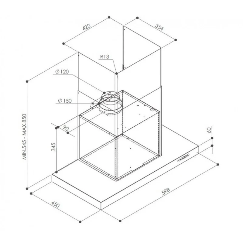 Cappa aspirante Faber LUFT X A60 a parete 60 cm acciaio inossidabile classe A - Image 4