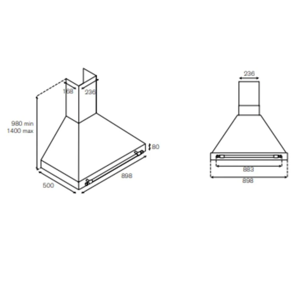 Cappa camino Bertazzoni K90HERNEA 90 cm inox e nera classe A - Image 2