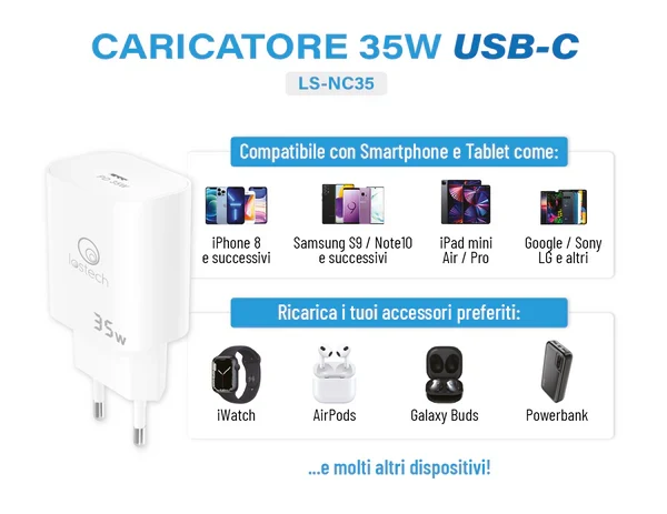 CARICABATTERIA DA MURO carica rapida - 35 W  - LOSTECH - Image 4