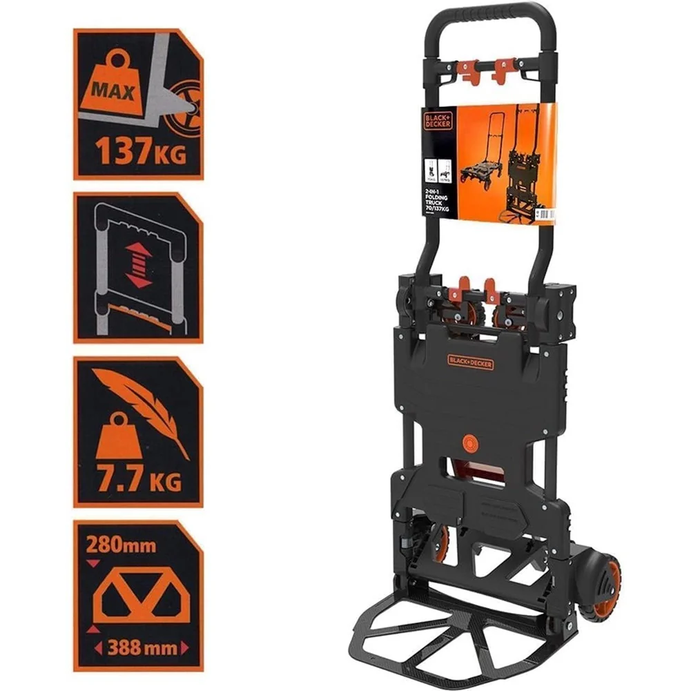Carrello 2-in-1 Pieghevole con Piattaforma Carrellino Trasporto Pacchi Max 120kg - Image 3