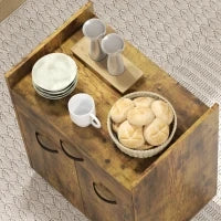 Carrello da Cucina con Cassetto, Armadietto e 4 Ruote in Legno, 60x40x77cm, Marrone Rustico - Image 8
