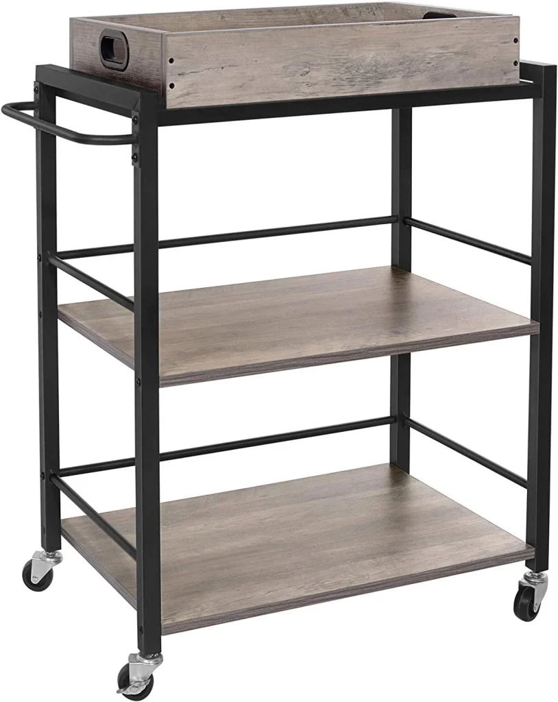 Carrello da cucina in stile industriale con piano rimovibile piedini regolabili e ruote struttura in acciaio 65 x 40 x 86 cm beige e nero 12_0002454