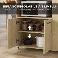 Carrello da Cucina in Truciolato con Ripiano Aperto, Armadietto a 2 Ante e Scaffale Laterale, 75x40x80.5 cm - Image 6