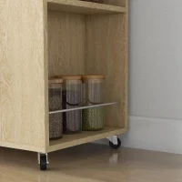 Carrello da Cucina in Truciolato con Ripiano Aperto, Armadietto a 2 Ante e Scaffale Laterale, 75x40x80.5 cm - Image 9