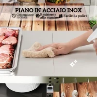 Carrello per Barbecue con Armadietto, Ripiano Aperto e Tavolino Laterale, in Acciaio Inox, 116x50x93 cm, Nero - Image 6