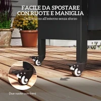 Carrello per Barbecue con Armadietto, Ripiano Aperto e Tavolino Laterale, in Acciaio Inox, 116x50x93 cm, Nero - Image 8