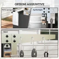 Carrello per Barbecue con Armadietto, Ripiano Aperto e Tavolino Laterale, in Acciaio Inox, 116x50x93 cm, Nero - Image 9