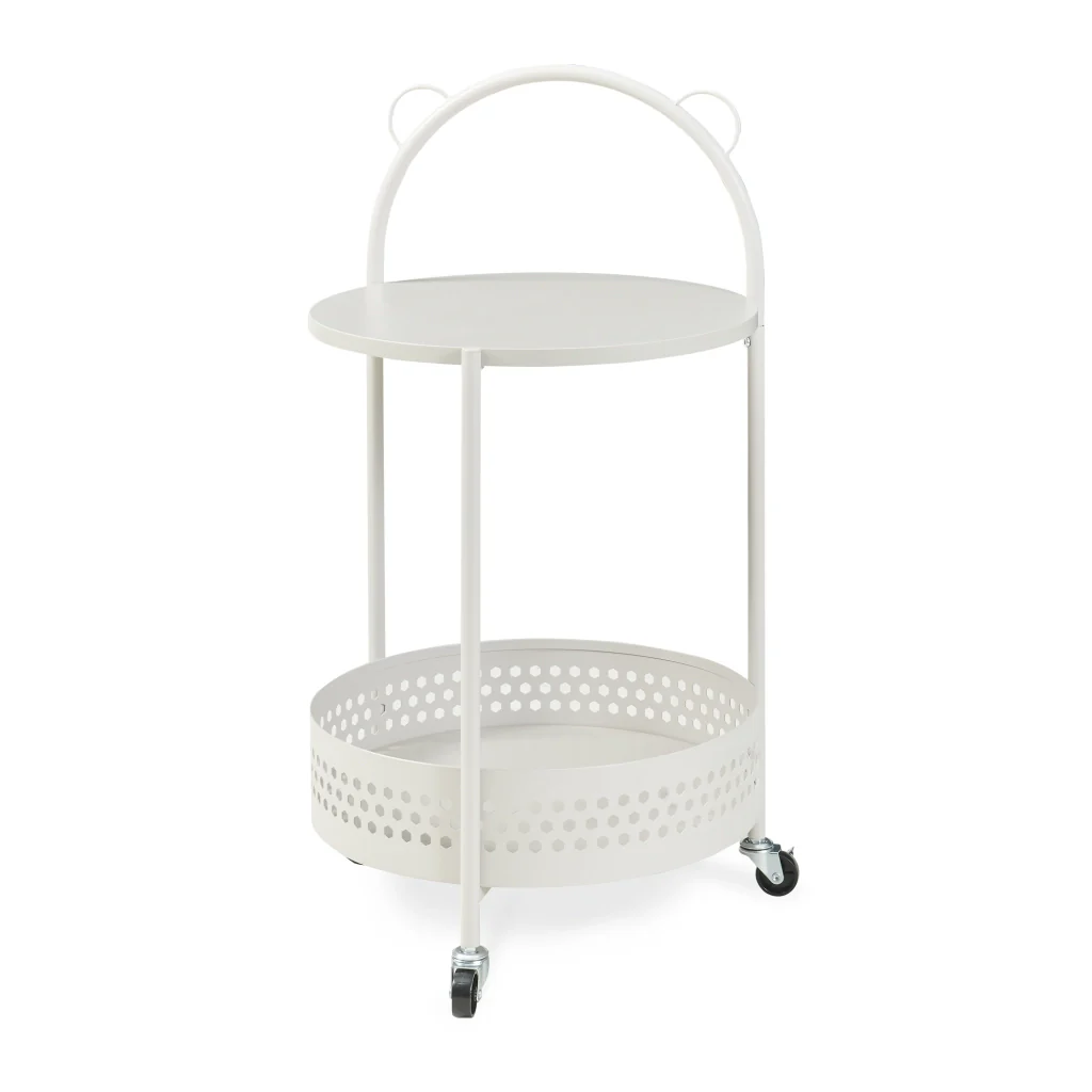 Carrello Portaoggetti Jässaatka a Rotelle Tavolino Rotondo in Acciaio con 2 Ripiani 76 x Ø40 cm - Grigio [en.casa] - Image 6