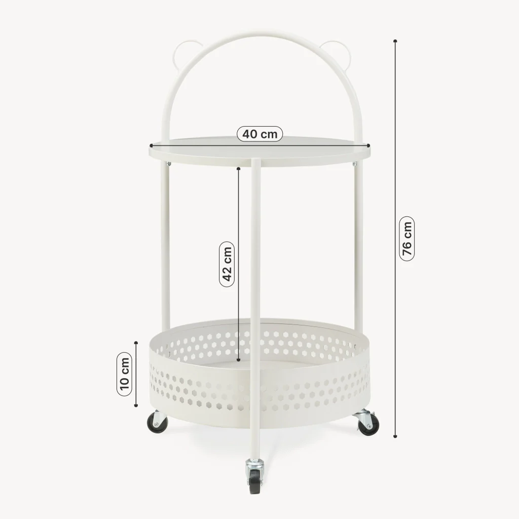 Carrello Portaoggetti Jässaatka a Rotelle Tavolino Rotondo in Acciaio con 2 Ripiani 76 x Ø40 cm - Grigio [en.casa] - Image 7