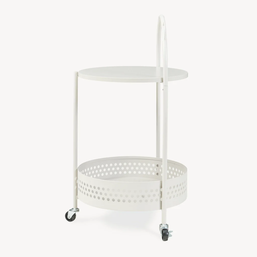 Carrello Portaoggetti Jässaatka a Rotelle Tavolino Rotondo in Acciaio con 2 Ripiani 76 x Ø40 cm - Grigio [en.casa] - Image 8