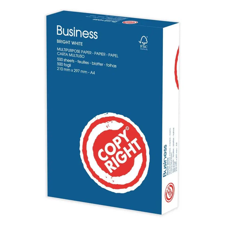 CARTA UFFICIO 'COPY RIGHT BUSINESS' A4 - 21 x 29,7 cm- 5 confezione  - Senza Marca