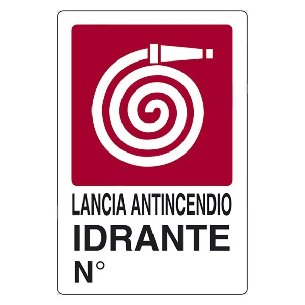 CARTELLO SEGNALETICA LANCIA ANTINCENDIO IDRANTE  - EUROSIGNALS