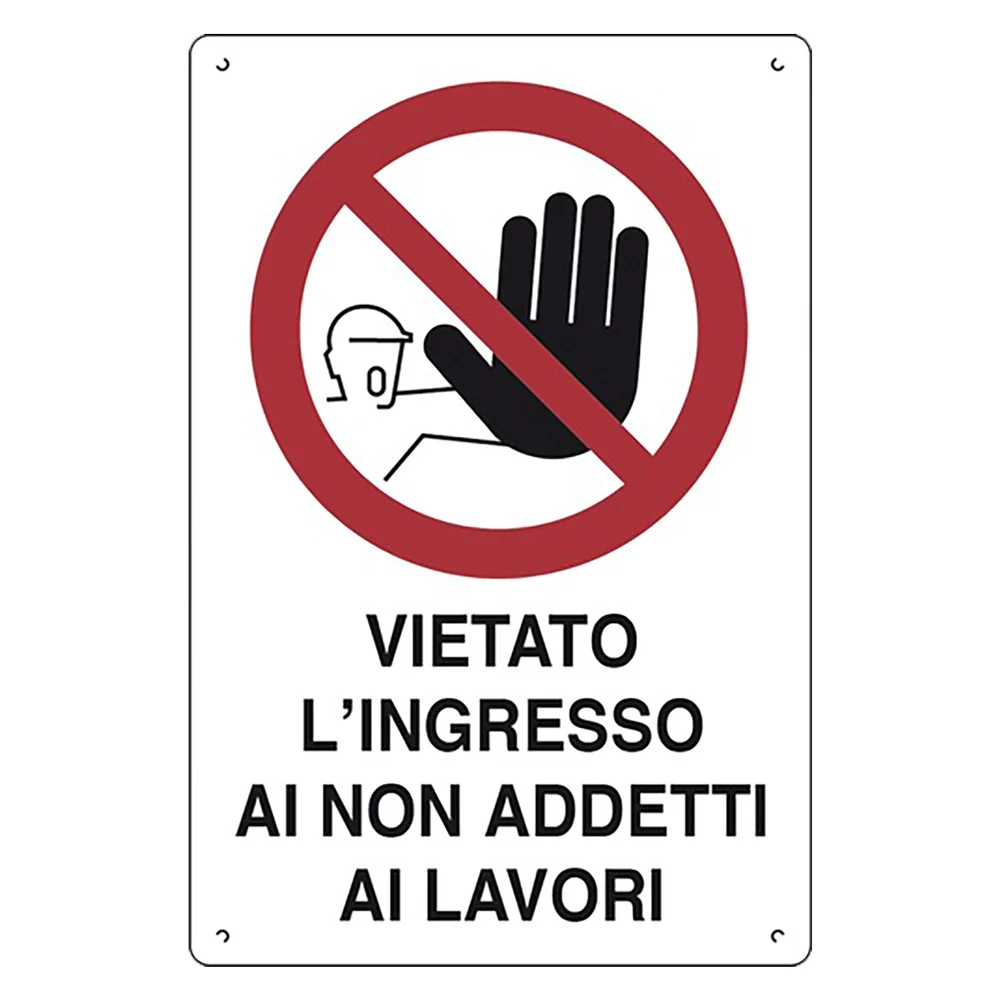 CARTELLO 'VIETATO L'INGRESSO AI NON ADDETTI AI LAVORI' cm 40 x 60- 10 pezzi  - EUROSIGNALS