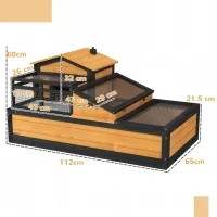 Casa per Tartarughe, 2 Livelli, per Interni ed Esterni, con Cassetto, Legno di Pino, Giallo - Image 3