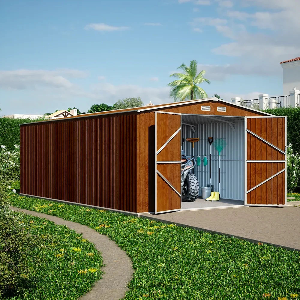 Casetta da giardino in acciaio zincato effetto legno 5,96x3,56xh2,17m -258kg - 21,2 metri quadri - Image 3