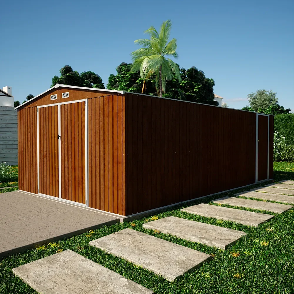 Casetta da giardino in acciaio zincato effetto legno 5,96x3,56xh2,17m -258kg - 21,2 metri quadri - Image 4