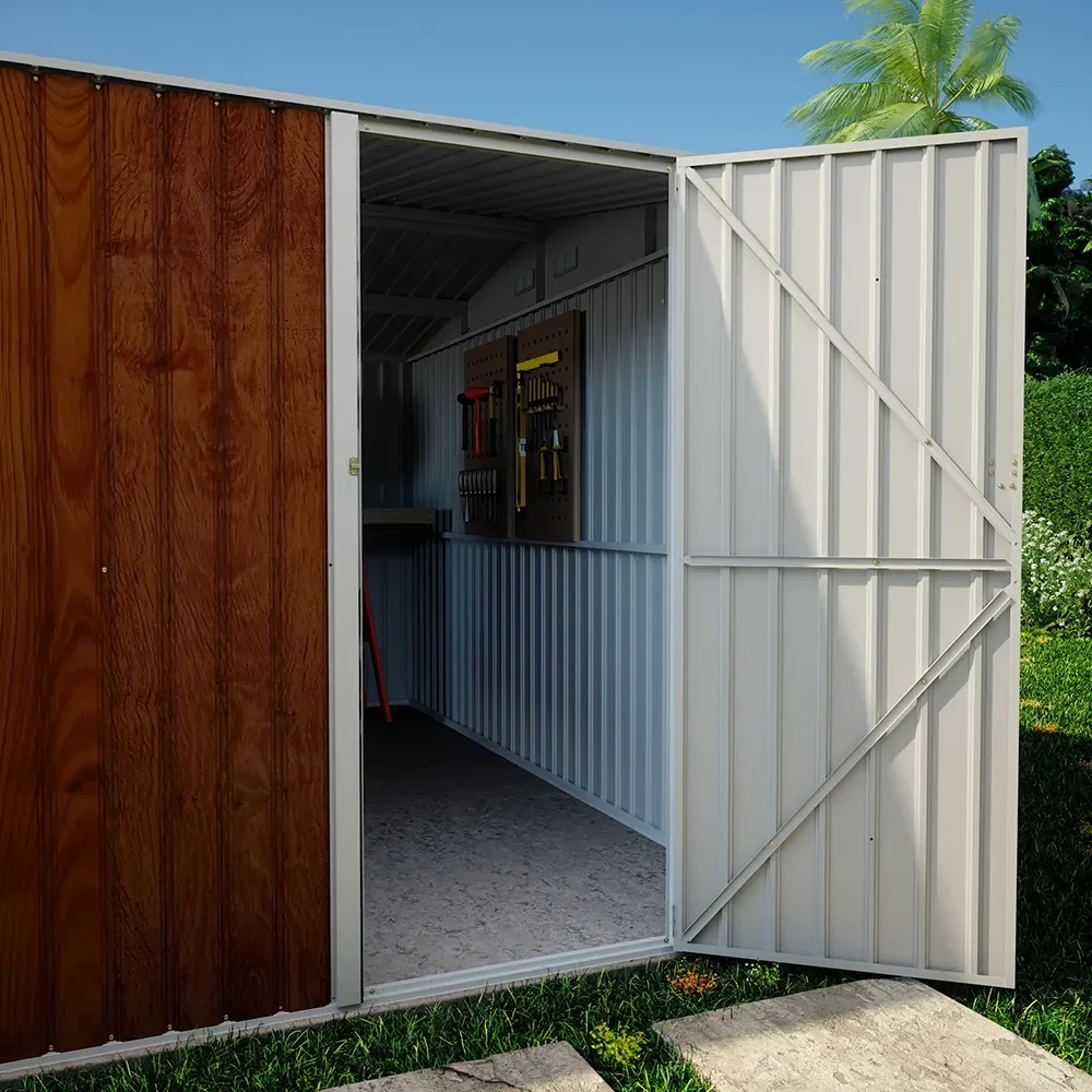 Casetta da giardino in acciaio zincato effetto legno 5,96x3,56xh2,17m -258kg - 21,2 metri quadri - Image 6