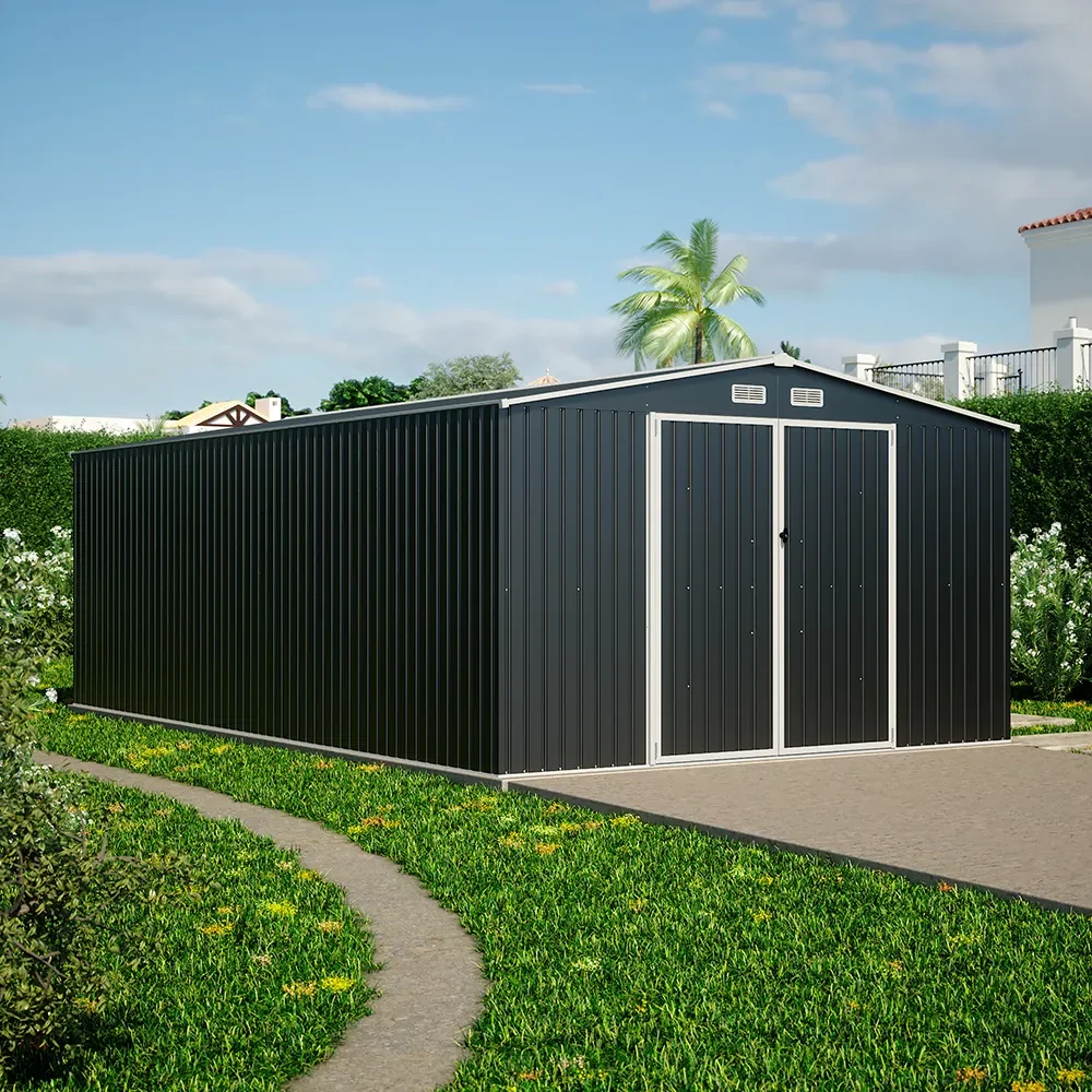 Casetta da giardino in acciaio zincato nero 5,96x3,56xh2,17m -258kg - 21,2 metri quadri