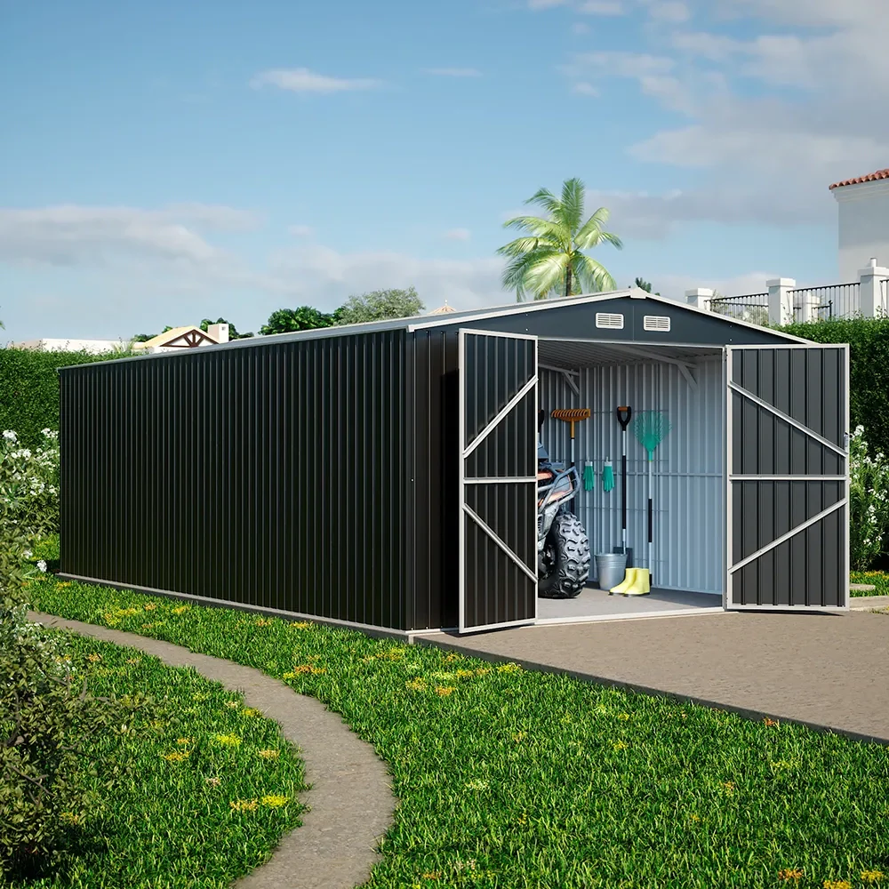 Casetta da giardino in acciaio zincato nero 5,96x3,56xh2,17m -258kg - 21,2 metri quadri - Image 5