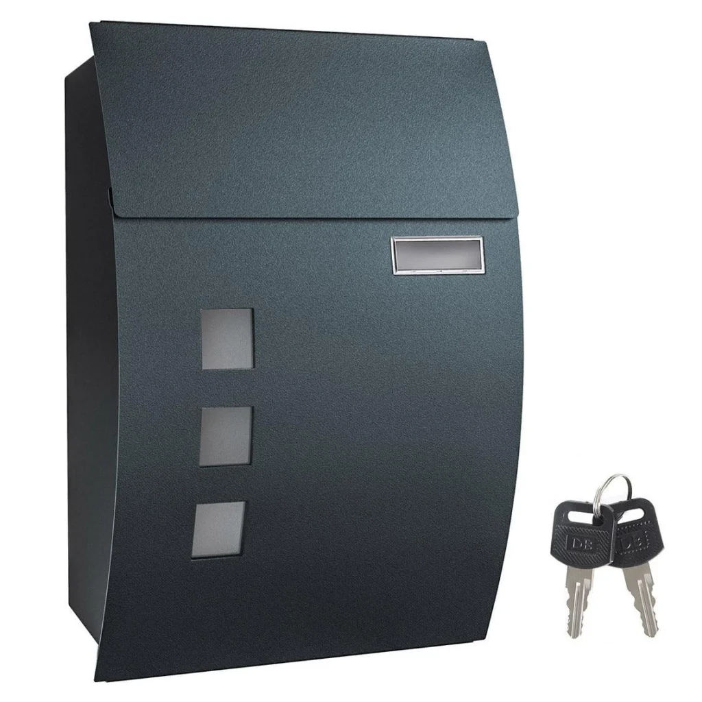 Cassetta postale da parete con finestrelle targhetta identificativa 2 chiavi facile da installare grigio antracite 12_0001643