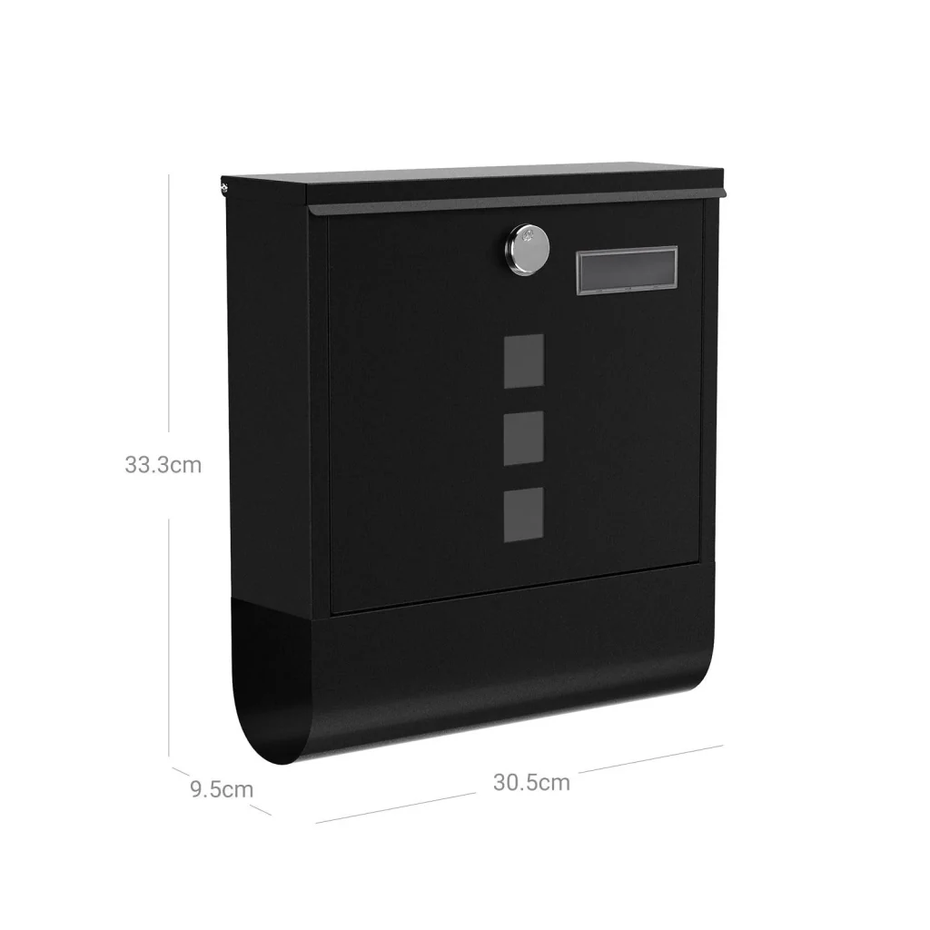Cassetta postale da muro con serratura con coperchio finestrelle porta nome porta giornali facile da installare nero 12_0001641 - Image 3