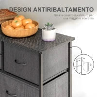 Cassettiera 10 Cassetti Moderna in Tessuto non Tessuto, Acciaio e MDF, 100x30x100 cm, Nera - Image 6