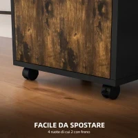 Cassettiera Portadocumenti con Cassetto e Ripiano, 4 Ruote, 40x35x60cm, Marrone e Nero - Image 6