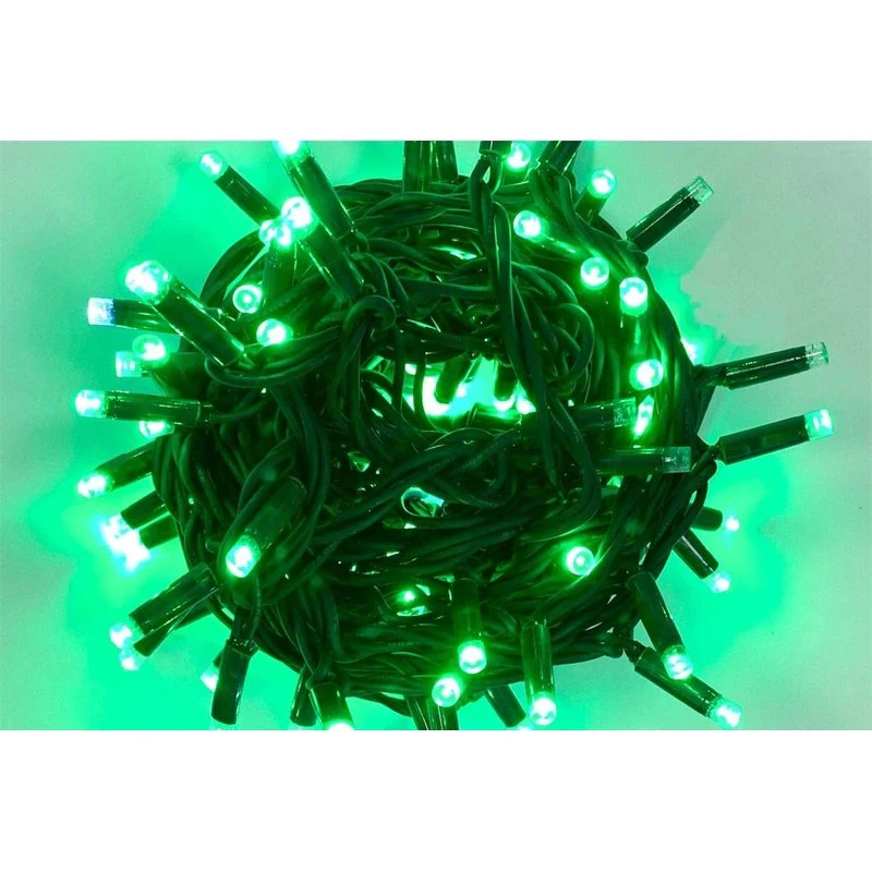 Catena Luminosa di Luci Led IP65 10 Metri Con 100 Led Filo Nero Luce Verde Con Connettore Allungabile - Image 3