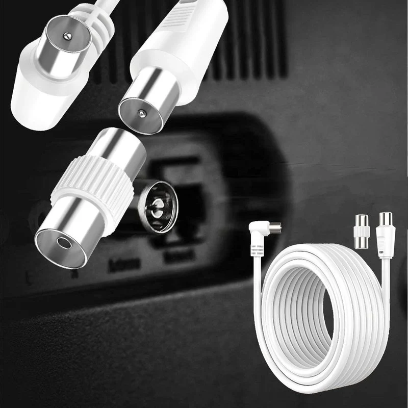 Cavo Coassiale Antenna TV con Connettore ad Angolo Retto Maschio Maschio Adattatore Femmina Femmina Incluso 25m Supporta HD UHD 4K - Image 3