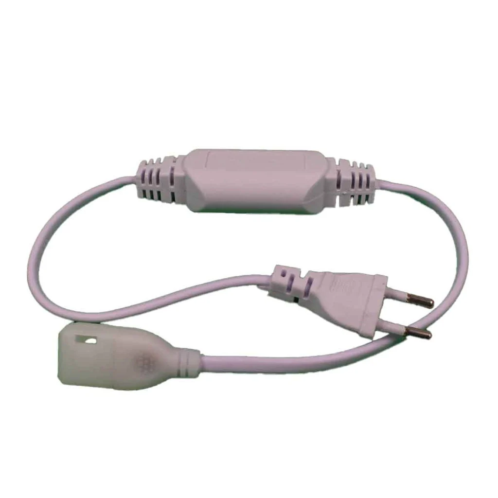 Cavo di Alimentazione per Striscia LED 8A 2Gx0,75mm² 200-240V Lunghezza 0,5m Colore Bianco + Tappi di Chiusura - Image 2