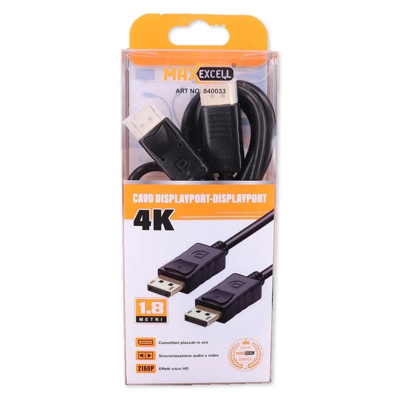 Cavo DisplayPort Placcato in Oro 4K UltraHD Audio e Video in Alta Definizione Compatibile con Monitor e Proiettori fino a 144Hz di Resoluzione 1.8m - Image 3