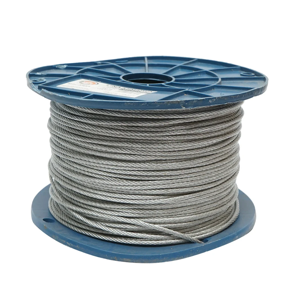 Cavo in acciaio zincato 3mm, 6x7+FC fili, carico massimo 529Kg, peso 6,32Kg, 200m/rotolo