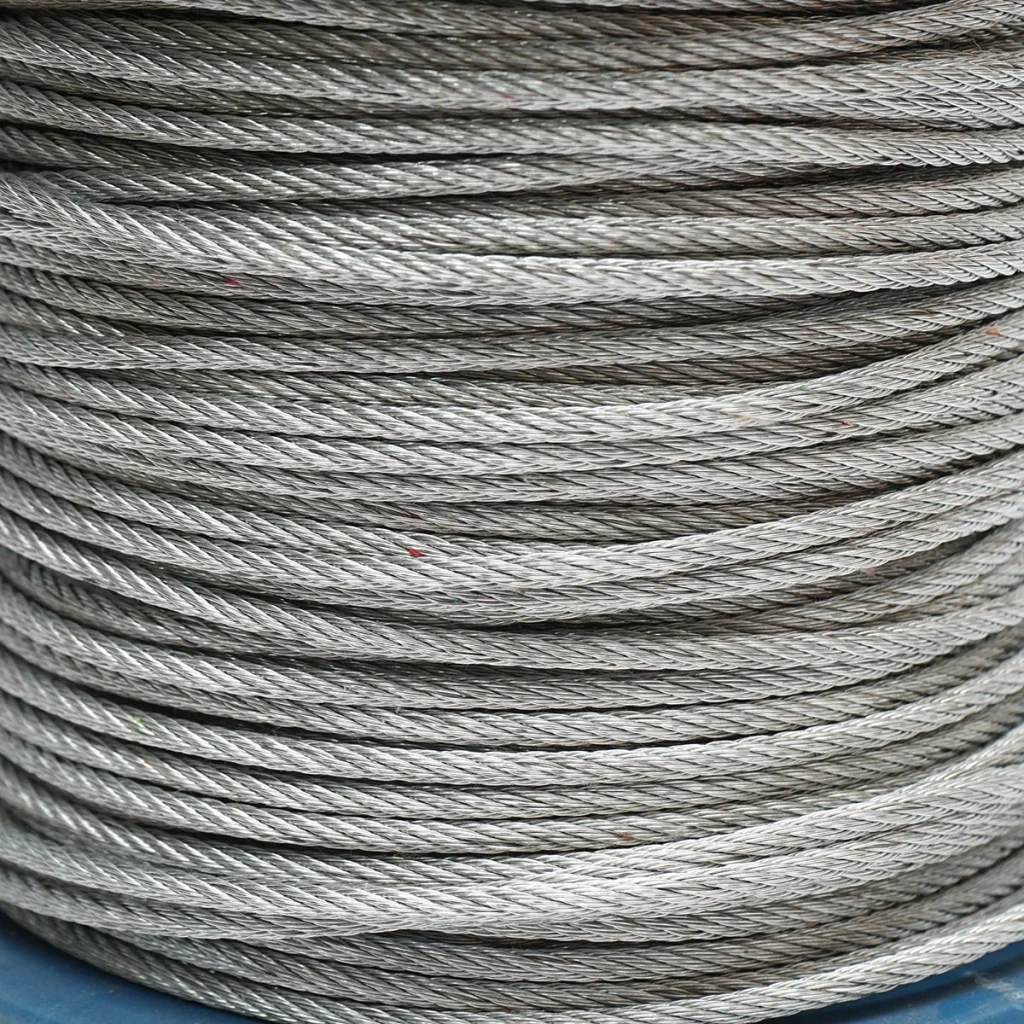 Cavo in acciaio zincato 4mm, 6x7 trefoli, carico massimo 940Kg, peso 8,4Kg, 150m/rotolo - Image 3