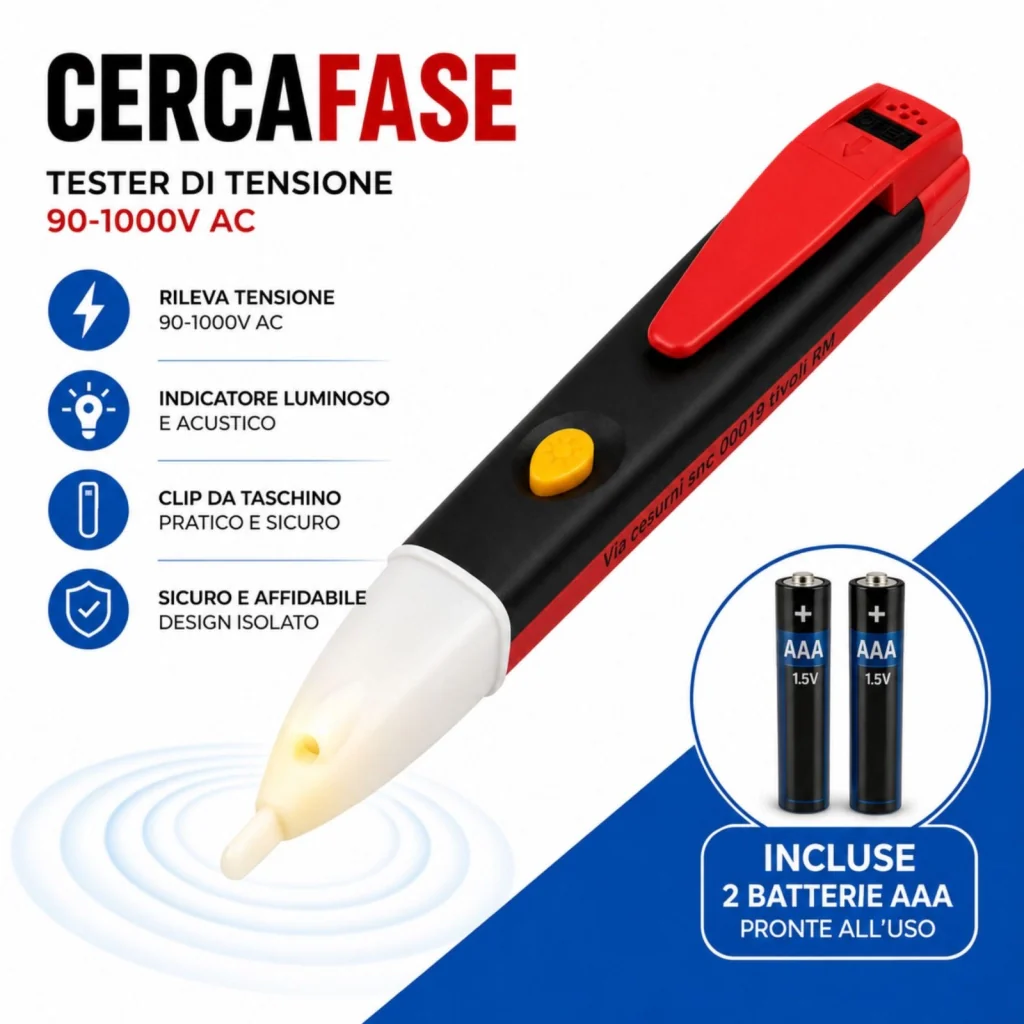 Cercafase Senza Contatto, Tester Tensione AC 90-1000V con LED - Image 3