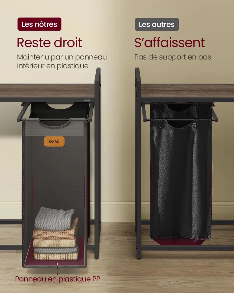 Cesto portabiancheria 4 scomparti 150 litri ruote carrello con ripiani sacco tasche laterali 6 etichette nero 12_0006658 - Image 3