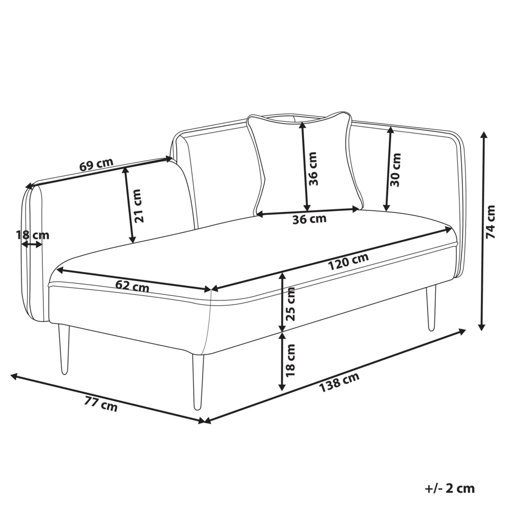 Chaise longue Destra in poliestere beige chiaro con cuscino e gambe metallo da salotto - Image 5
