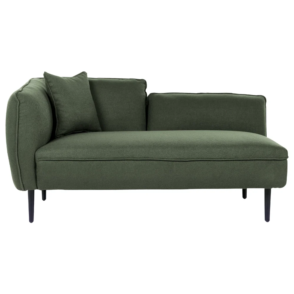 Chaise longue Sinistra in poliestere verde scuro con cuscino e gambe metallo da salotto - Image 2