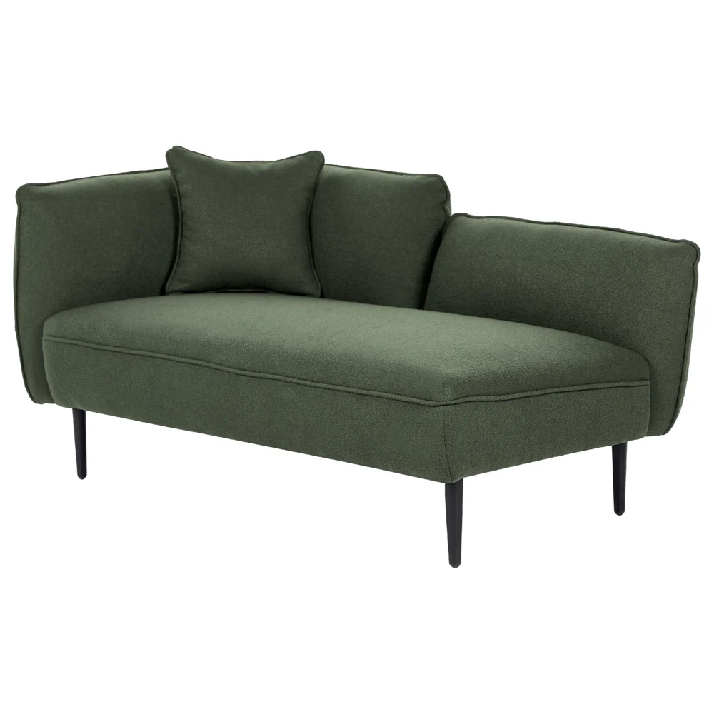 Chaise longue Sinistra in poliestere verde scuro con cuscino e gambe metallo da salotto - Image 3
