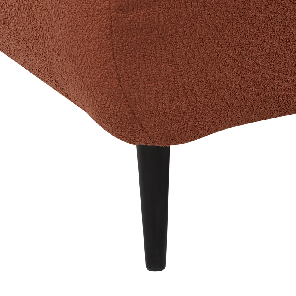 Chaise longue in tessuto bouclé rosso scuro Gambe in metallo a sinistra con cuscino Design moderno - Image 10