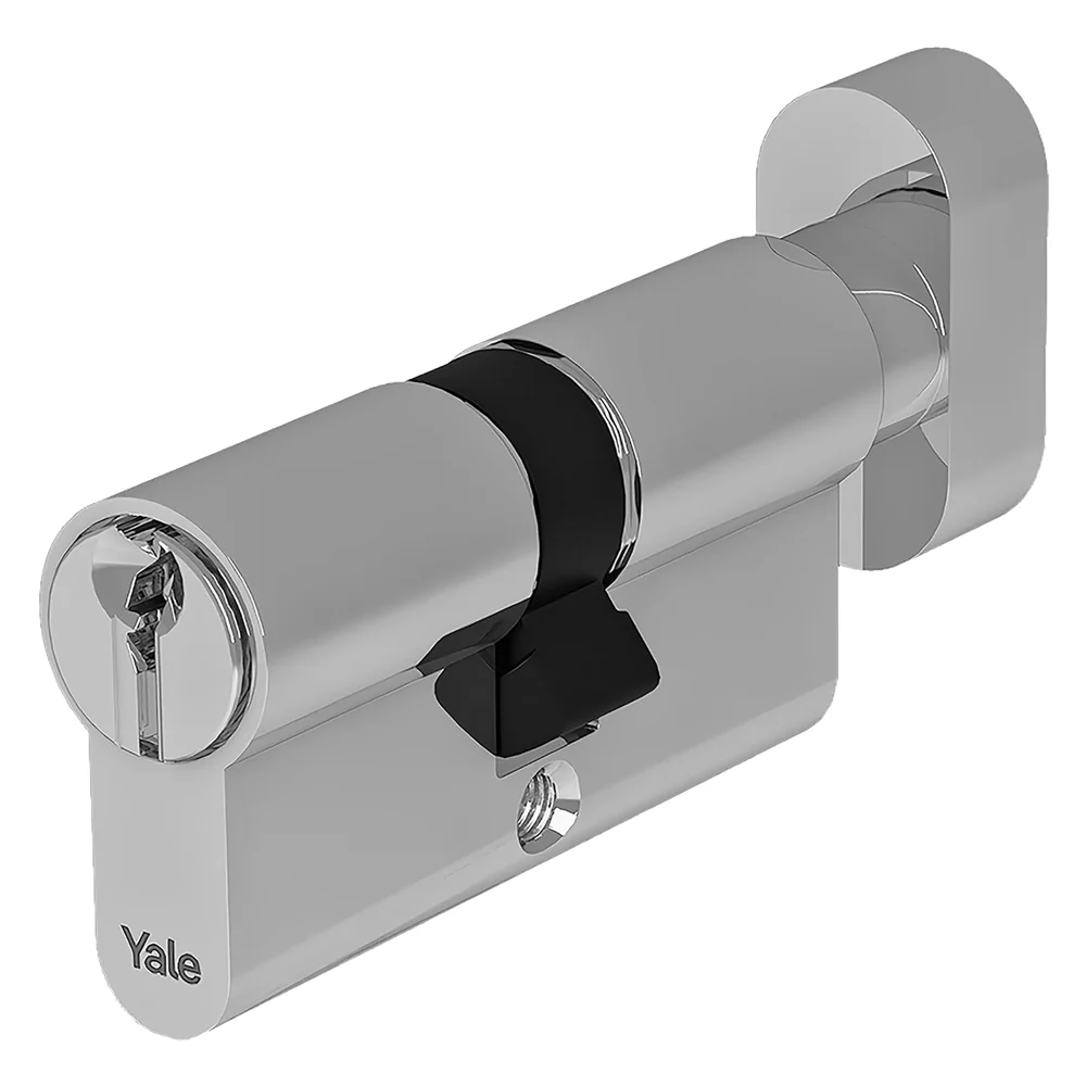 CILINDRO PROFILATO CON POMOLO SERIE 'Y500' mm 25+10+30 = 65 (30+35) nichelato - YALE