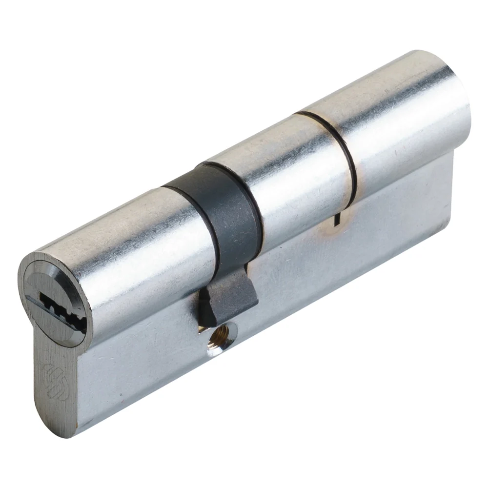 CILINDRO PROFILATO DOPPIO SERIE 'K2' mm 30+10+35 = 75 (35+40) cromo satinato  - SECUREMME
