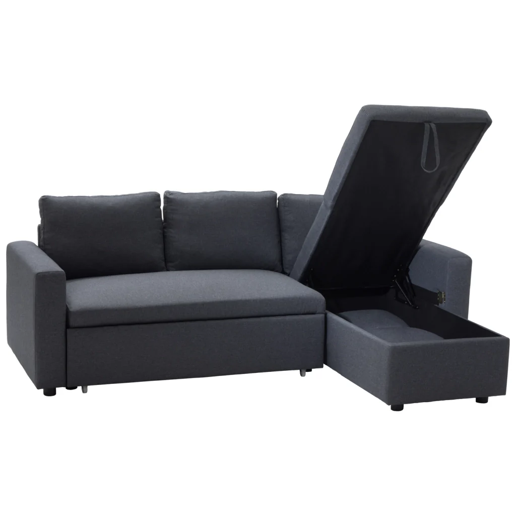CLARKDivano letto angolare a 3 posti grigio screziato - Image 4